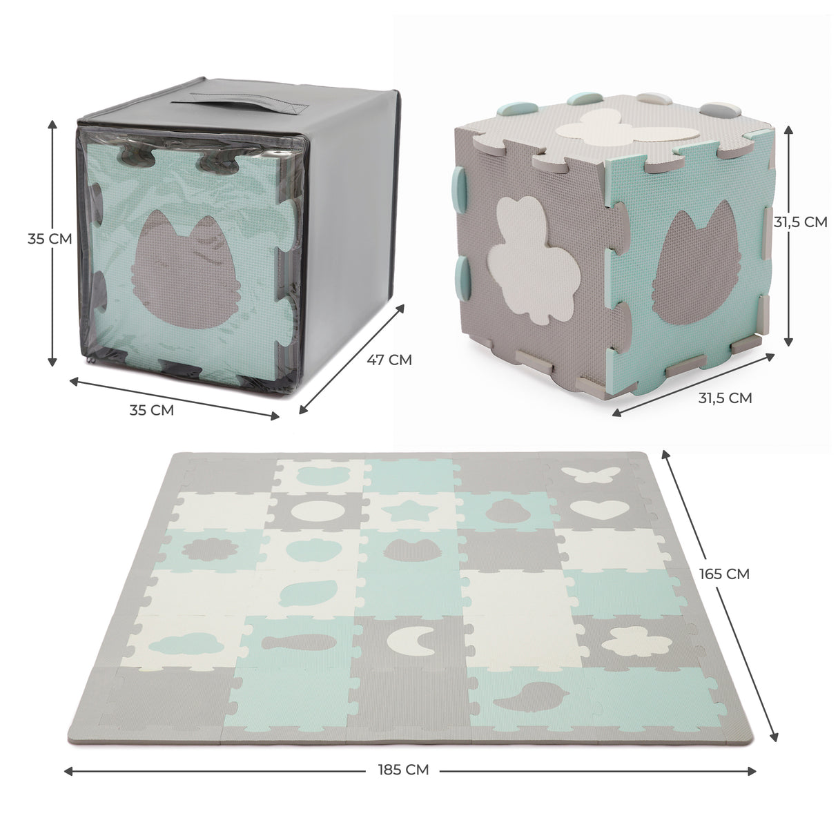 COVORAS DE JOACA KINDERKRAFT LUNO SHAPES, PUZZLE 3D, SPUMA, MINT