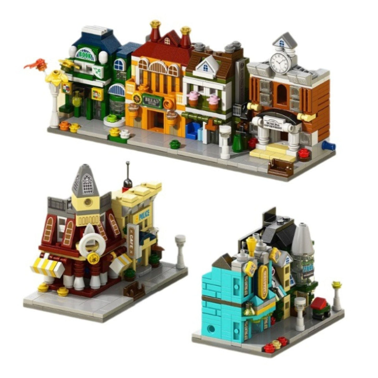 Set de Constructie, Flippy, Jucarie Educativa STEM, 121 Piese, Model 3D, +6 Ani, Colectia Strada Comerciala Europeana, 6.4 x 5.6 x 9.2 cm, Maro/Gri