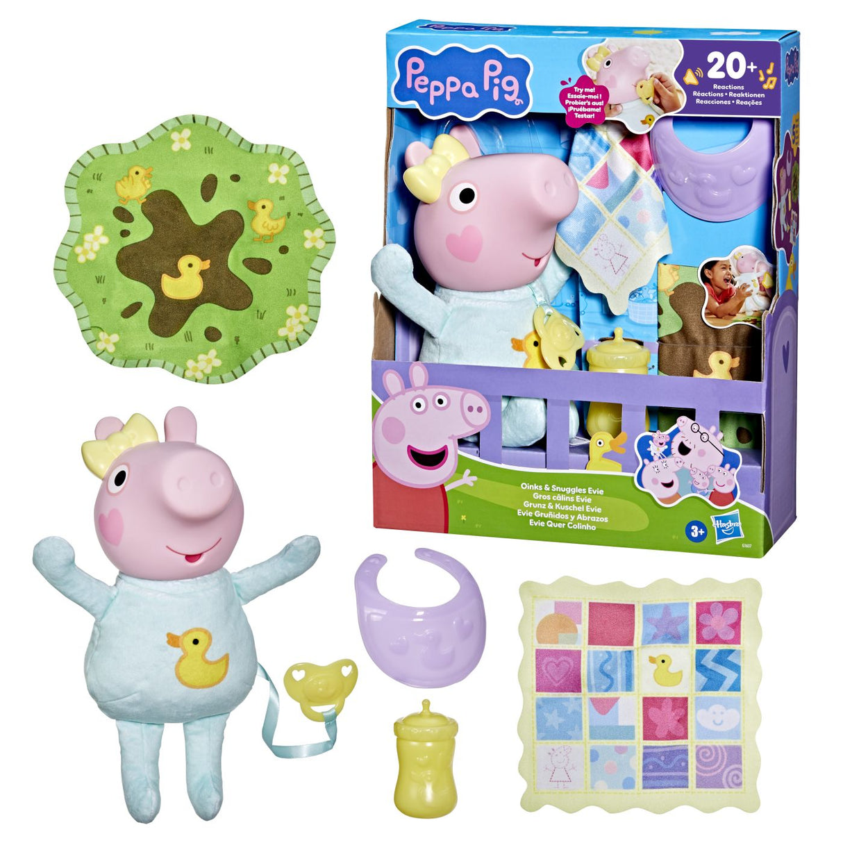 PEPPA PIG SET DE JOACA OINKS AND SNUGGLES PAPUSA EVIE INTERACTIVA CU ACCESORII