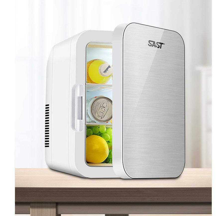 Mini frigider cosmetice, Vivimall, dubla functie de incalzire/racire, portabil, 8L, gri - vivimall.ro