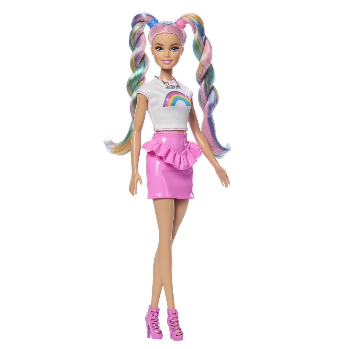 BARBIE SET PAPUSA BARBIE CU PAR STRALUCITOR CURCUBEU SI ACCESORII