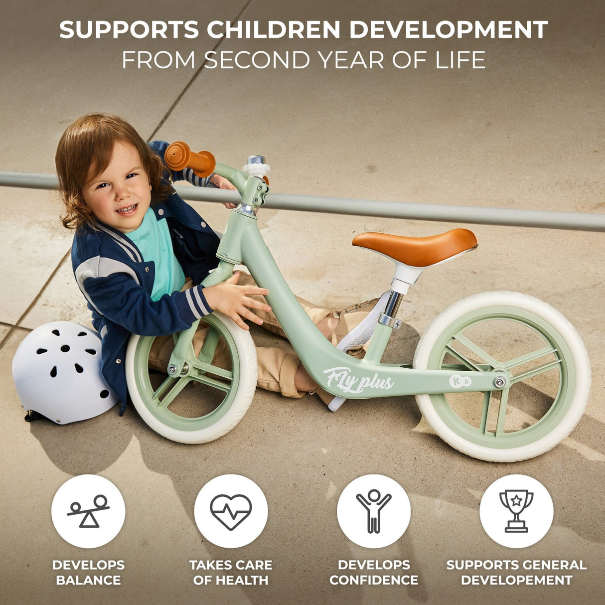 BICICLETA DE ECHILIBRU KINDERKRAFT FLY PLUS, BABY BLUE