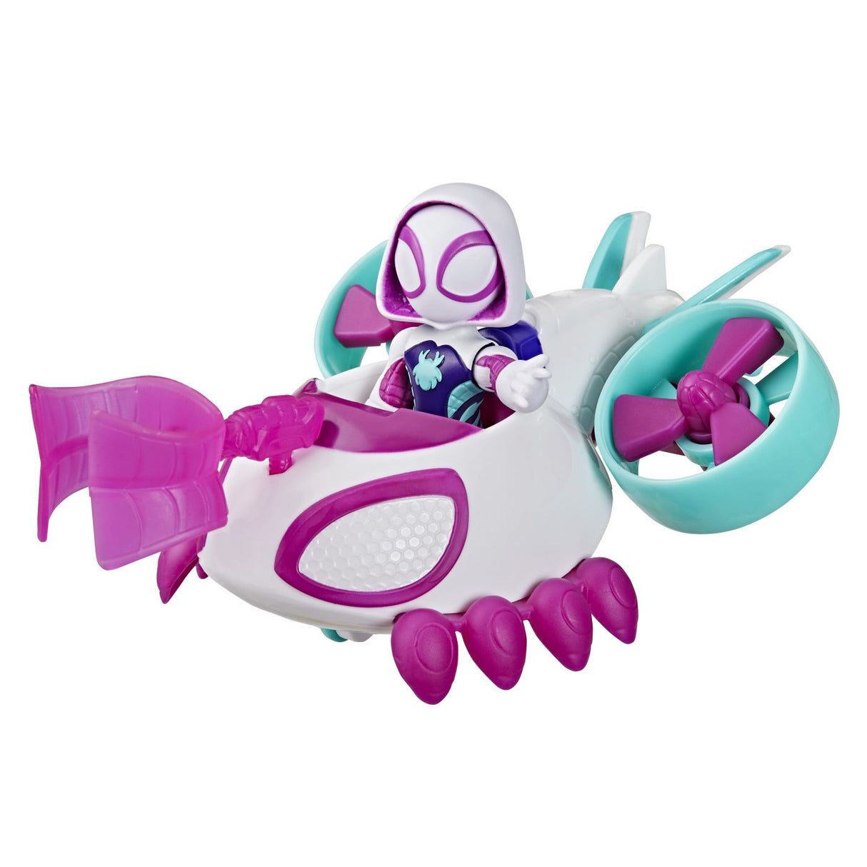 SPIDEY SI PRIETENII LUI UIMITORI MARVEL SET FIGURINA GHOST SPIDER SI VEHICUL COPTER 7.6CM