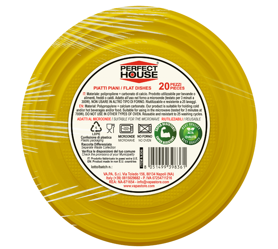 Perfect House - Piatti Riutilizzabili Colorati - 20 pz - Practicitate la Masa