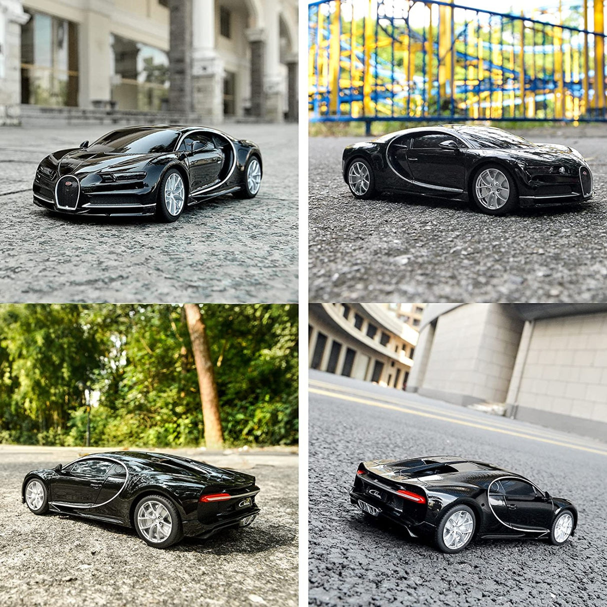 MASINA CU TELECOMANDA BUGATTI CHIRON NEGRU CU SCARA 1 LA 24