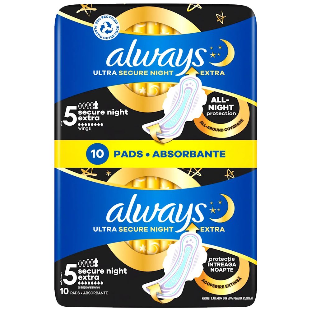 Always Ultra Secure Night Extra betétek, 10 db
