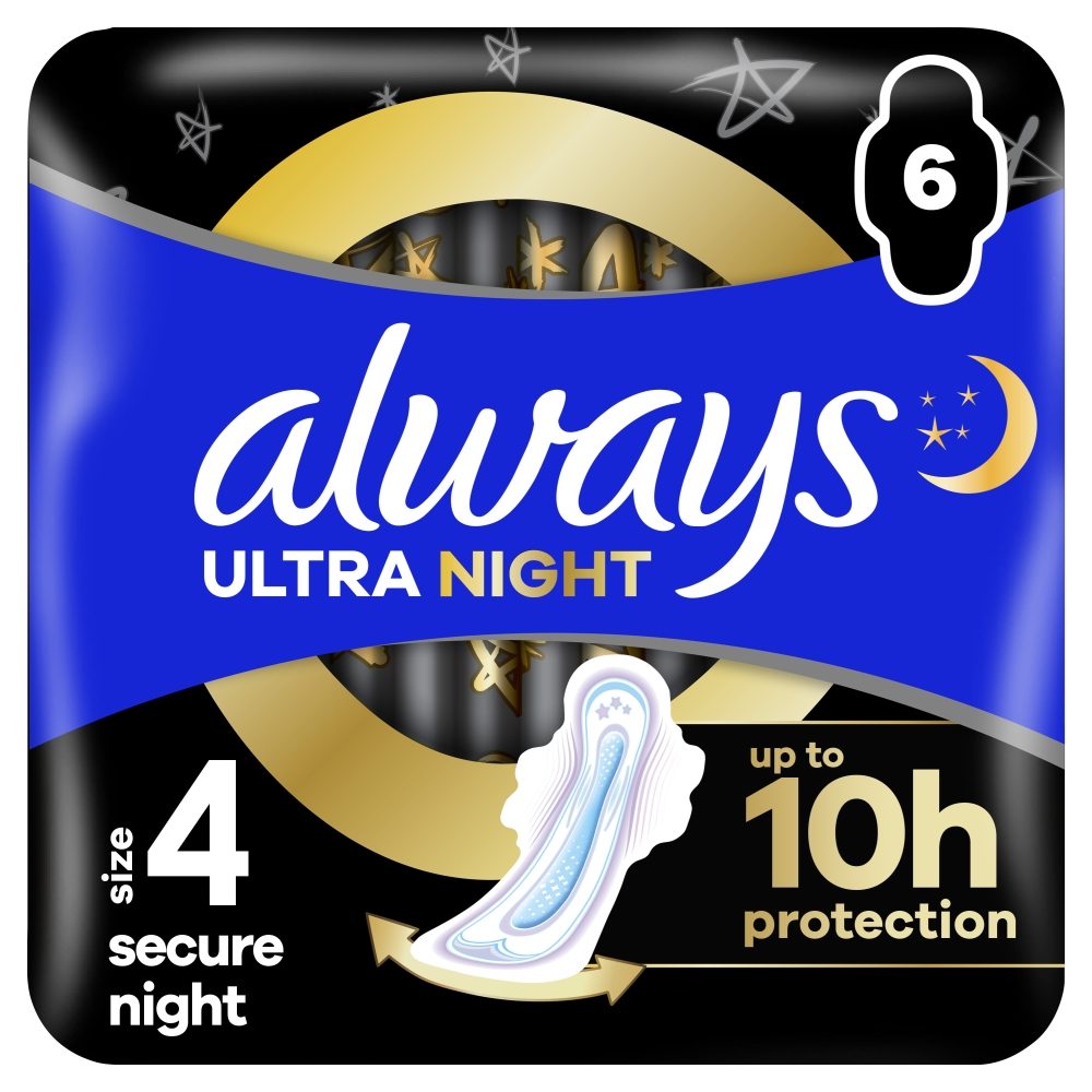 Always Ultra Secure Night egészségügyi betét, 6 db
