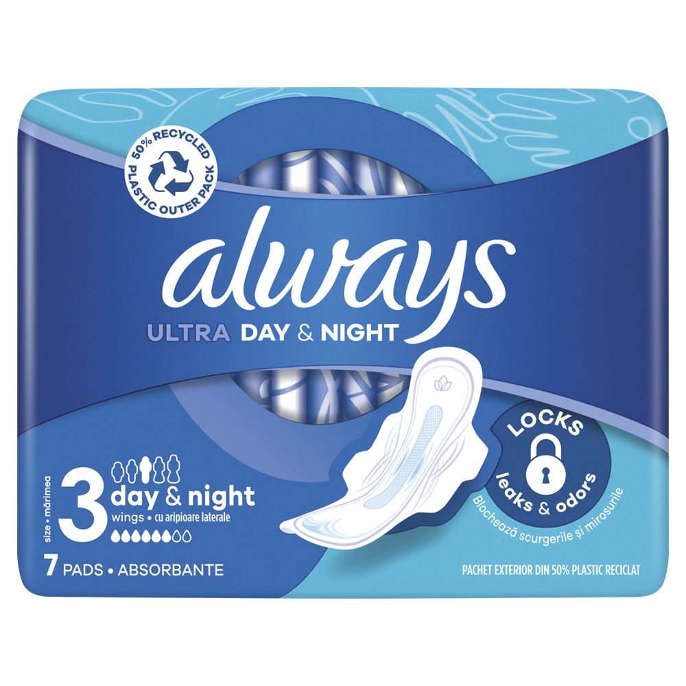 Absorbante Ultra Day & Night, Always, 7 bucati - Protecție optimă pentru zi și noapte