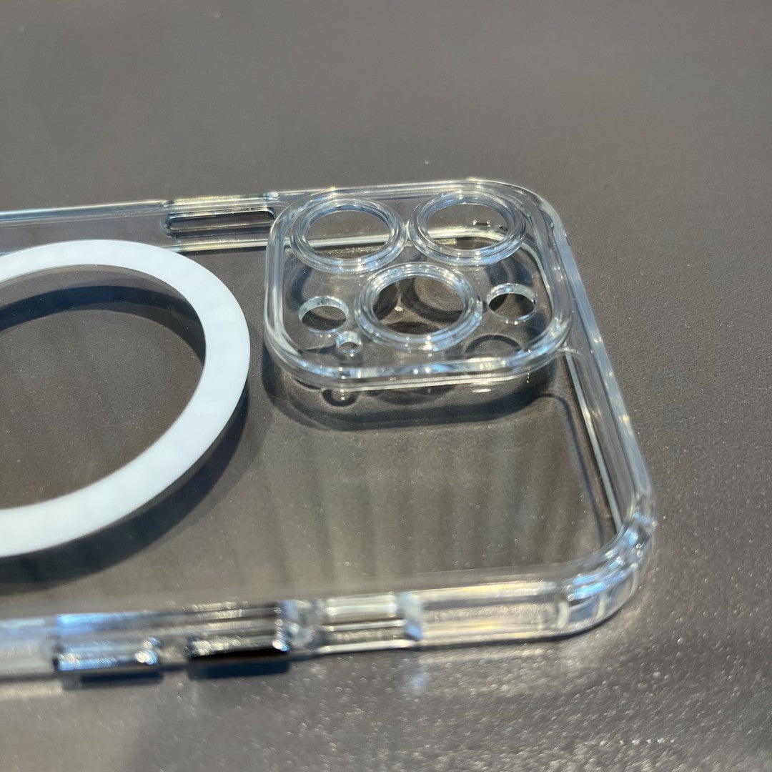 Husa protectie Flippy pentru iPhone 14 Pro Mag Safe, 2 in 1 incarcare si magnet, protectie camera, Silicone, Transparenta - vivimall.ro