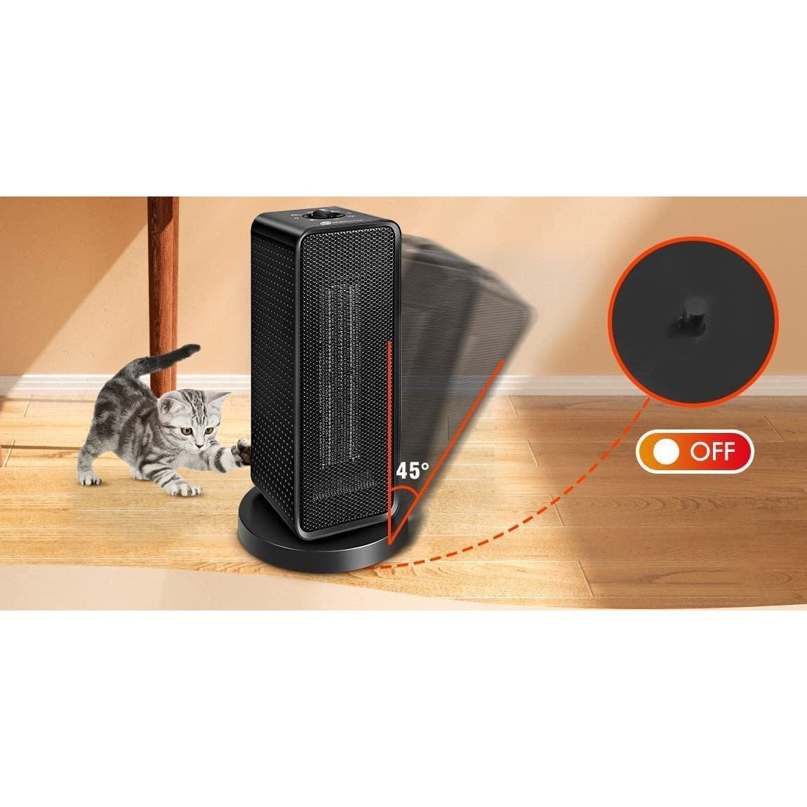 Aeroterma / Radiator Flippy, 1200 W, 2 trepte de putere, termostat reglabil, Negru - vivimall.ro