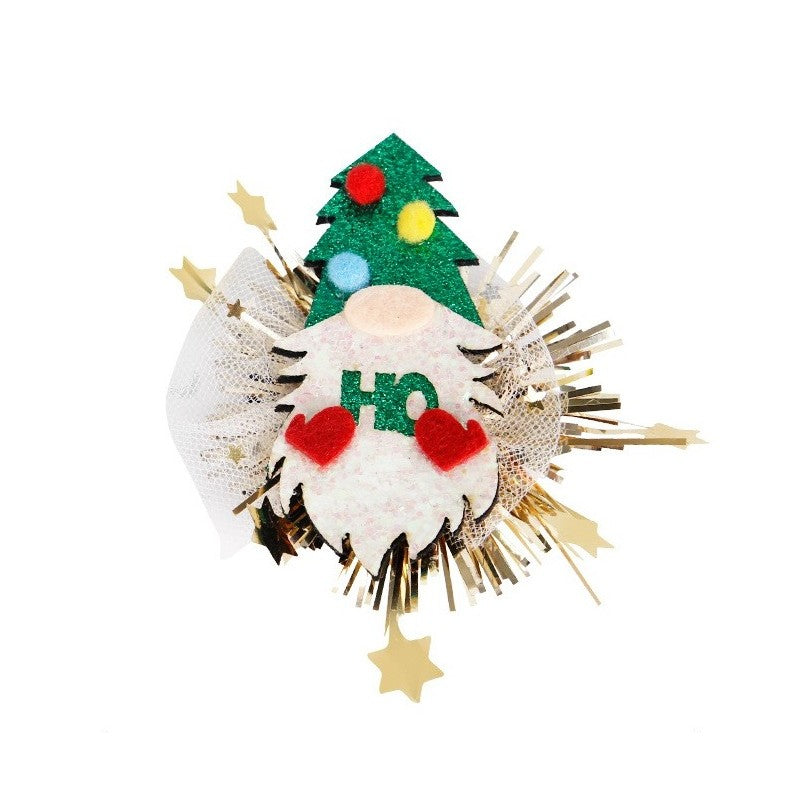 Agrafa de Par, Vivimall, Tema Craciun, Model Gnom, din Panza, 9.8 x 9 cm, Multicolor - vivimall.ro