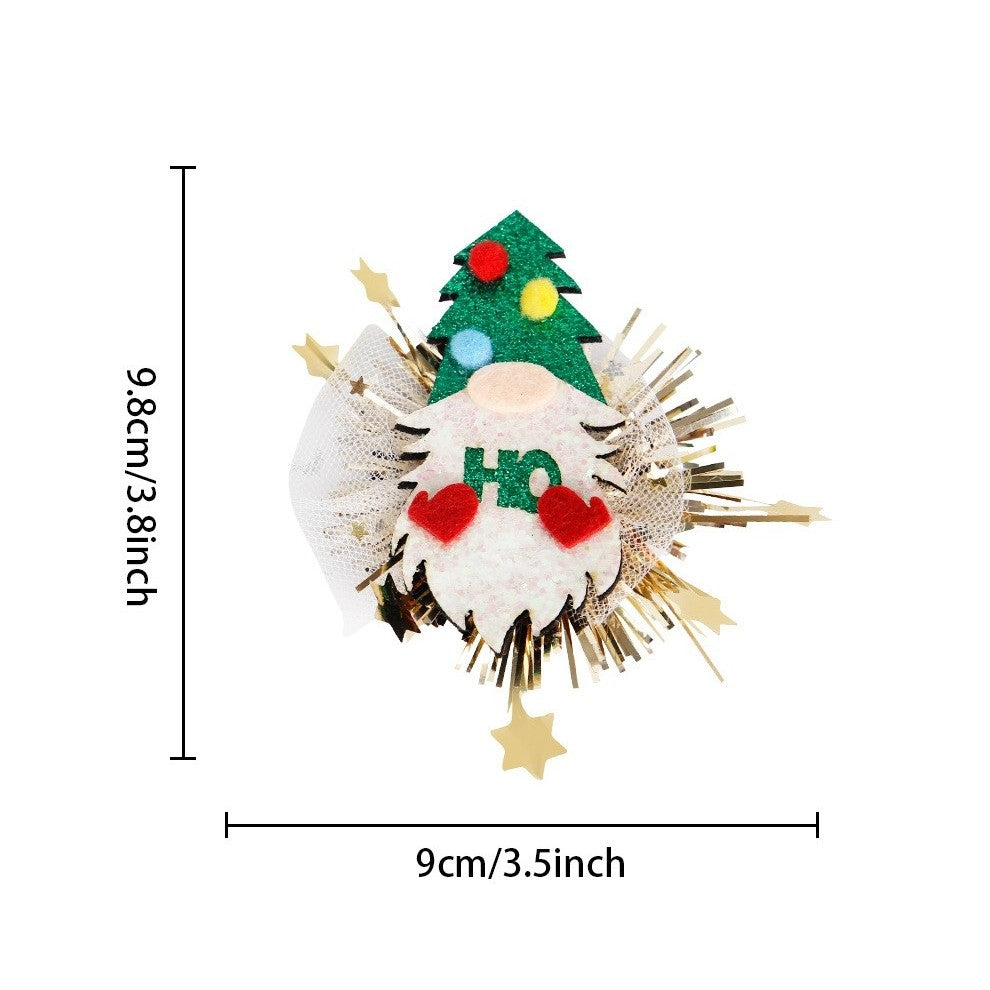 Agrafa de Par, Vivimall, Tema Craciun, Model Gnom, din Panza, 9.8 x 9 cm, Multicolor - vivimall.ro