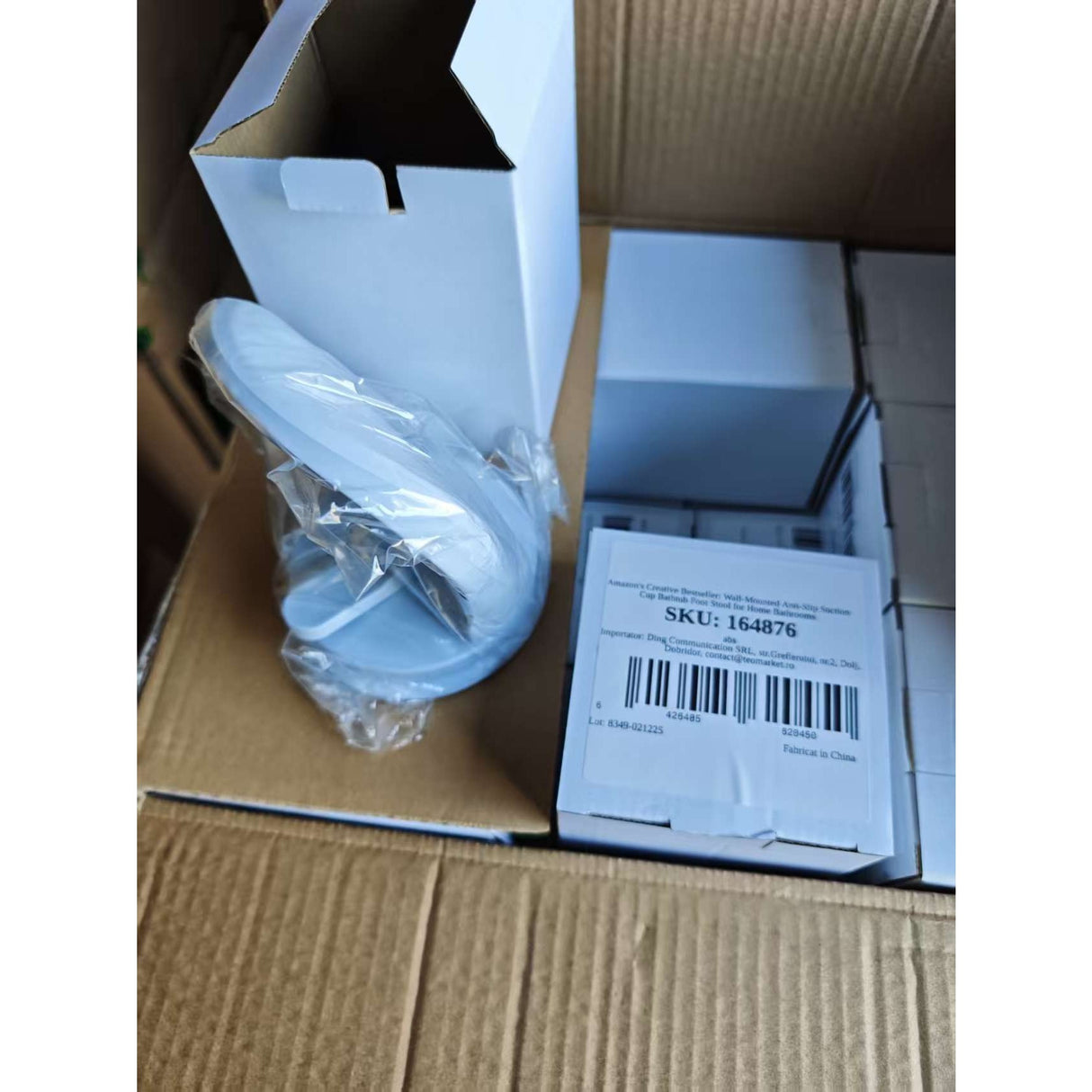 Suport de Picior, Vivimall, pentru Baie, cu Ventuza, din PP si PVC, Antiderapant, 11.5 x 15 cm, Alb - vivimall.ro