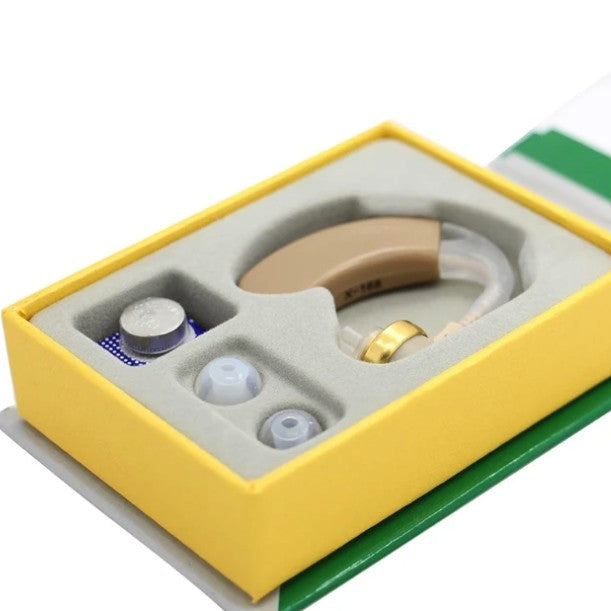 Aparat Auditiv, Vivimall, X-168, Aparat pentru Auz Perfect, fixare usoara, Amplificator de sunet in ear, Baterie inclusa pentru Canalul Auditiv, Bej - vivimall.ro