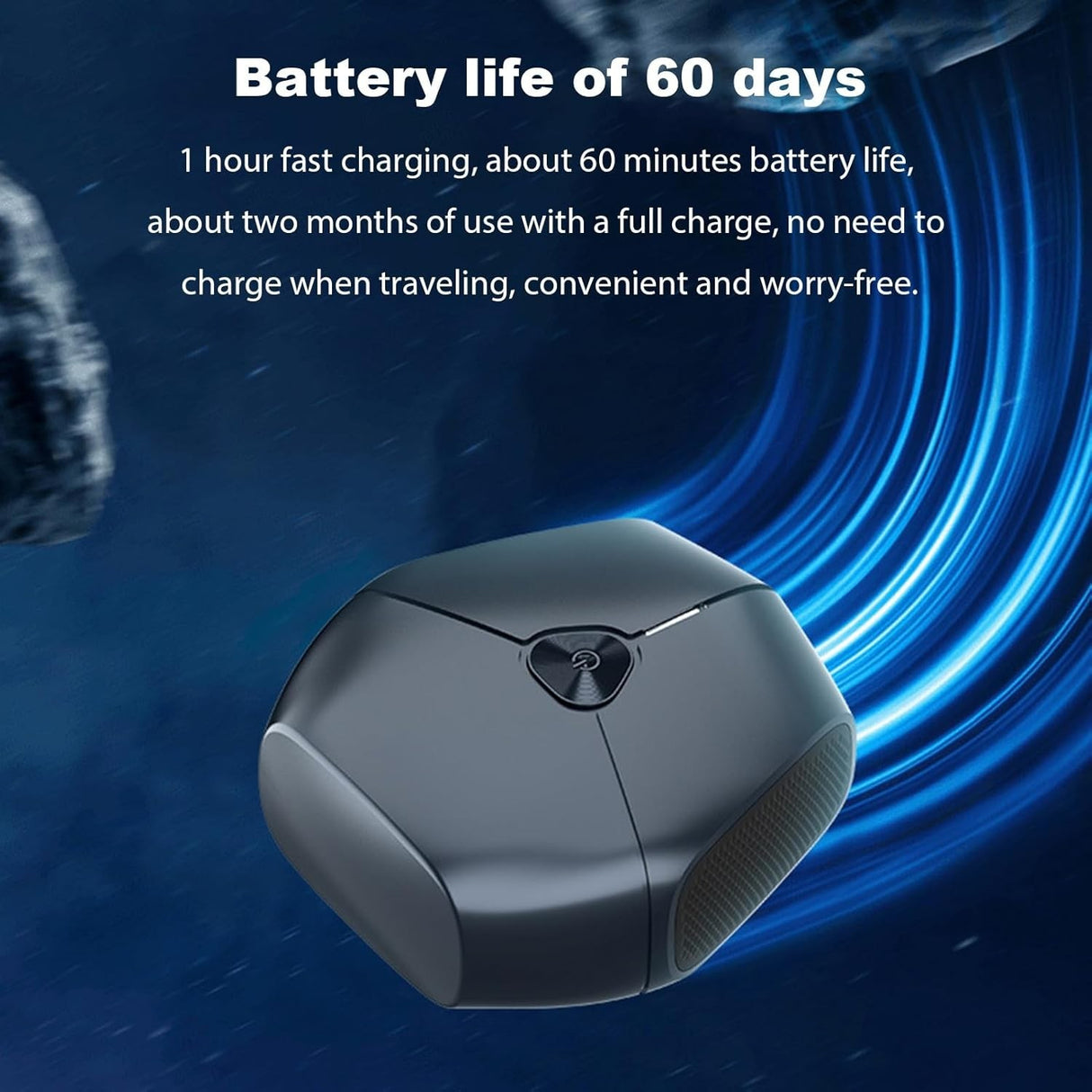 Aparat de Ras Portabil, Vivimall, 8W, Autonomie 60 min, Incarcare Cablu Type C Inclus, Periuta de Curatare, Husa, Reincarcabil, 7.3x7.5x3.3 cm, Negru