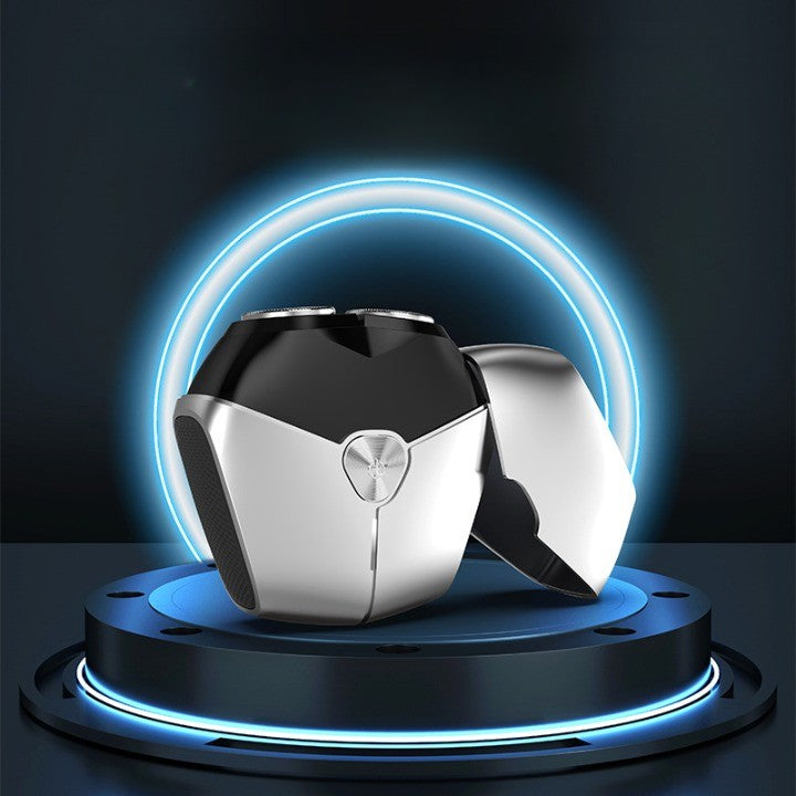 Aparat de Ras Portabil, Vivimall, 8W, Autonomie 60 min, Incarcare Cablu Type C Inclus, Periuta de Curatare, Husa, Reincarcabil, 7.3x7.5x3.3 cm, Gri