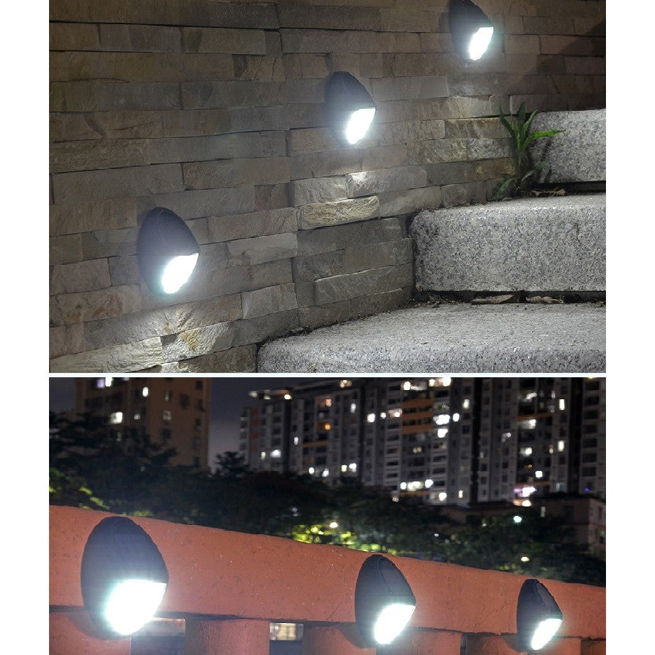 Aplica solara LED pentru perete Vivimall, in forma ovala, 10 LED-uri, lumina puternica, IP65, 12 x 7.5 cm, 1.2 V, 300 mAh, autonomie 8-10 ore, alb rece - vivimall.ro