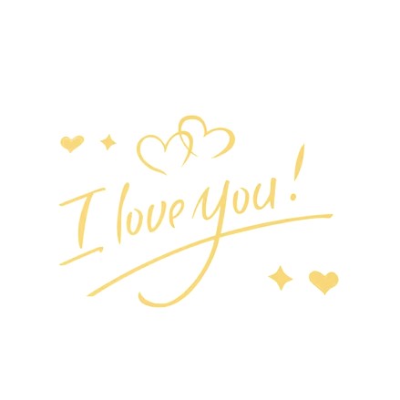 Autocolant I love You, Vivimall, Tematica Iubire, 21x29 cm, Auriu - vivimall.ro