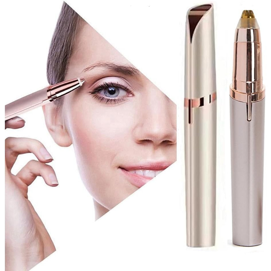 Trimmer Facial, Vivimall, pentru Sprancene, Incarcare USB, 1.5 x 13 cm, din ABS, Sampanie - vivimall.ro