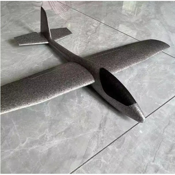 Avion Zburator, Vivimall, Tip Planor, 83 cm Lungime, +3 Ani, din Polistiren, Aruncare 10 - 30 m, Gri - vivimall.ro