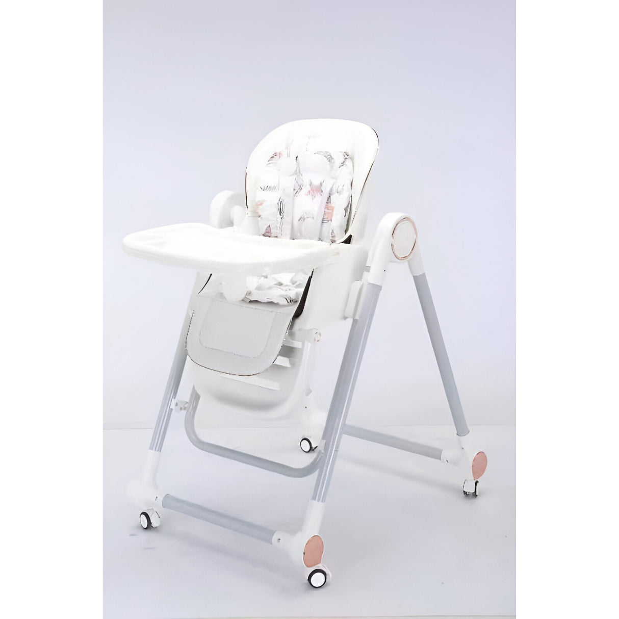 Scaun de Masa pentru Bebelusi si Copii, Vivimall, Tavita si Husa Detasabile, Multifuncțional, Stabil, Centura de Siguranta, Inaltime Ajustabila, Spatar Reglabil Moale, Balansoar, de la 6 Luni, Alb - vivimall.ro