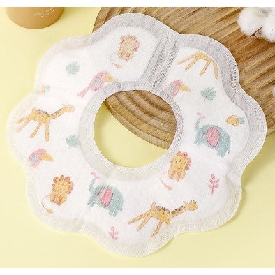 Set 10 Bavete de Unica Folosinta, Vivimall, Model Animalute, pentru Bebelusi, Alb Gri - vivimall.ro