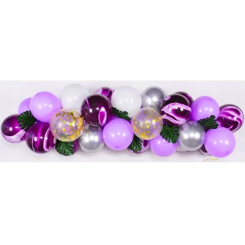 Baloane decorative din Latex si Banner Happy Birthday, Vivimall, Model Aniversare, Set 37 de Piese, Mov, Argintiu, Alb - vivimall.ro