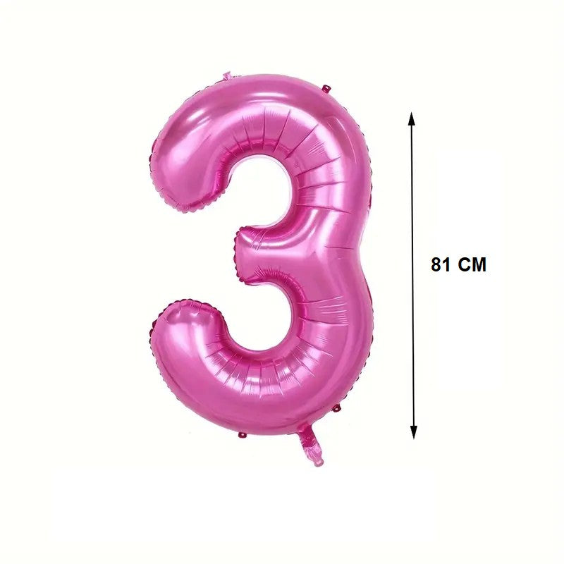 Balon din Folie Vivimall, Cifra 3, 81 cm, Pentru Aer sau Heliu, Mov - vivimall.ro