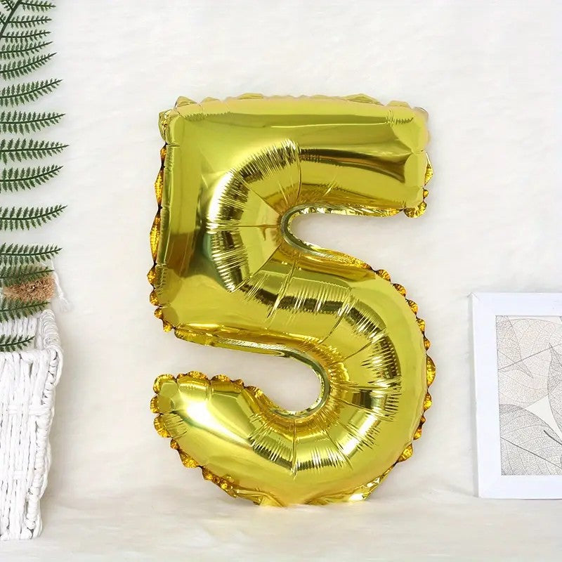 Balon din Folie Vivimall, Cifra 5, 81 cm, Pentru Aer sau Heliu, Bulk, Auriu - vivimall.ro