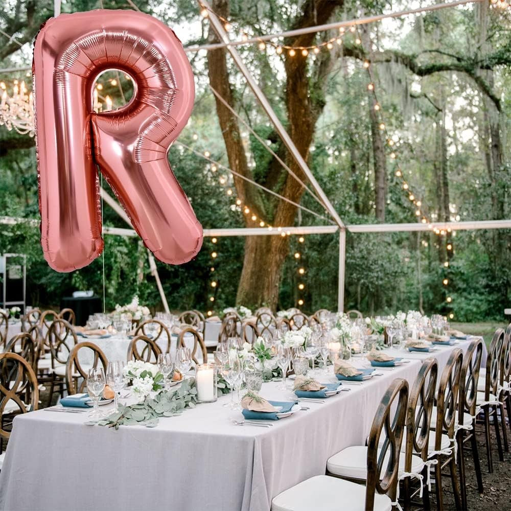Balon Folie Metalizata Litera R, Vivimall, 100 cm, Umflati cu Heliu sau Aer, Ambalaj Individual, Pai inclus, Rose Gold - vivimall.ro