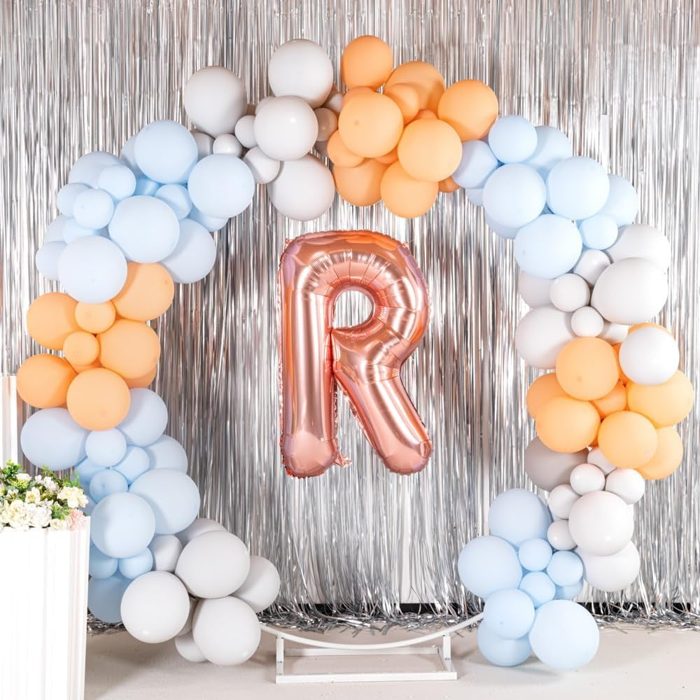 Balon Folie Metalizata Litera R, Vivimall, 100 cm, Umflati cu Heliu sau Aer, Ambalaj Individual, Pai inclus, Rose Gold - vivimall.ro