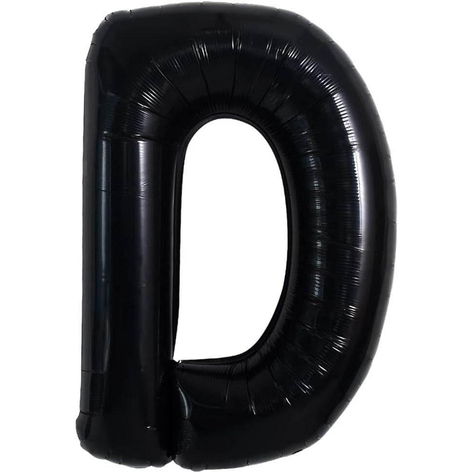 Balon din folie metalizata, 40 cm, Balon Folie Metalizata Litera D, Vivimall, 40 cm, Umflati cu Heliu sau Aer, Ambalaj Individual, Pai inclus, Negru, Litera D - vivimall.ro