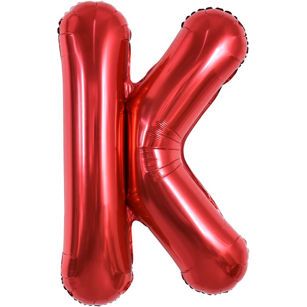 Balon Folie Metalizata Litera K, Vivimall, 40 cm, Umflati cu Heliu sau Aer, Ambalaj Individual, Pai inclus, Rosu - vivimall.ro