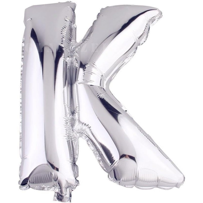 Balon Folie Metalizata Litera K, Vivimall, 80 cm, Umflati cu Heliu sau Aer, Ambalaj Individual, Pai inclus, Argintiu - vivimall.ro