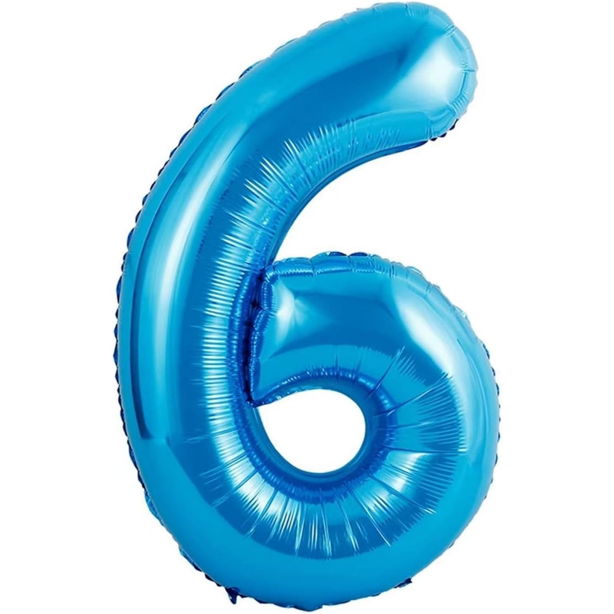 Balon din Folie Metalizata Vivimall, Figurina Cifra si Coroana, Tema Aniversare 100 cm, Ambalaj Individual, Pai inclus, Umflare cu Aer sau Heliu, Albastru, Cifra 6 - vivimall.ro
