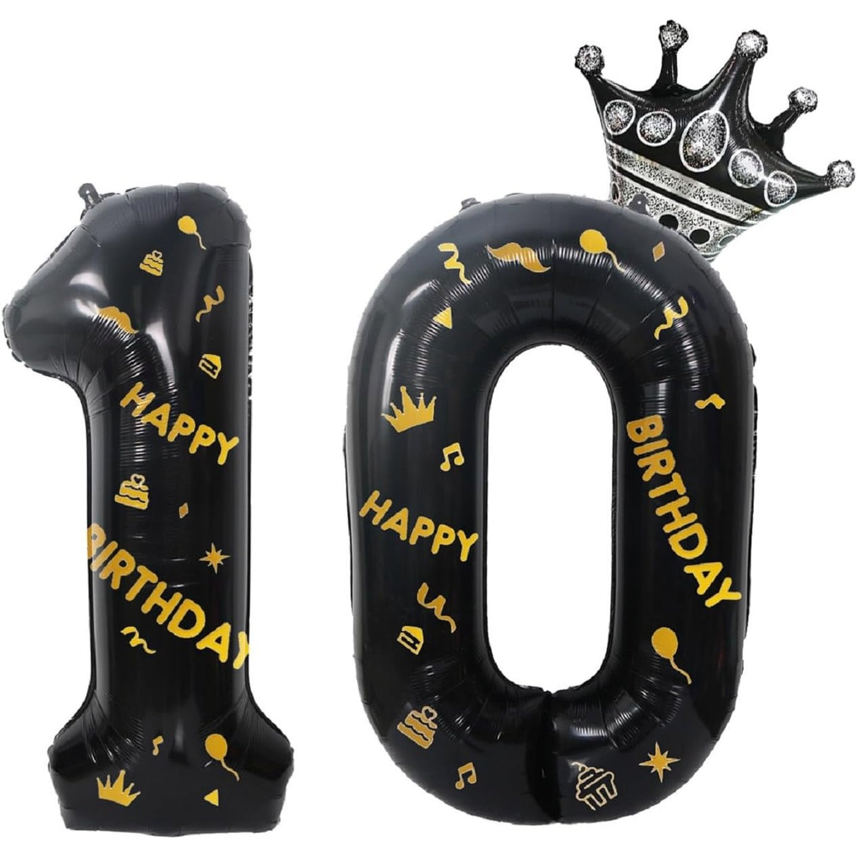 Balon din Folie Metalizata Vivimall, Figurina Cifra, Scris Happy Birthday, Tema Aniversare 100 cm, Ambalaj Individual, Pai inclus, Umflare cu Aer sau Heliu, Negru, Cifra 1 - vivimall.ro