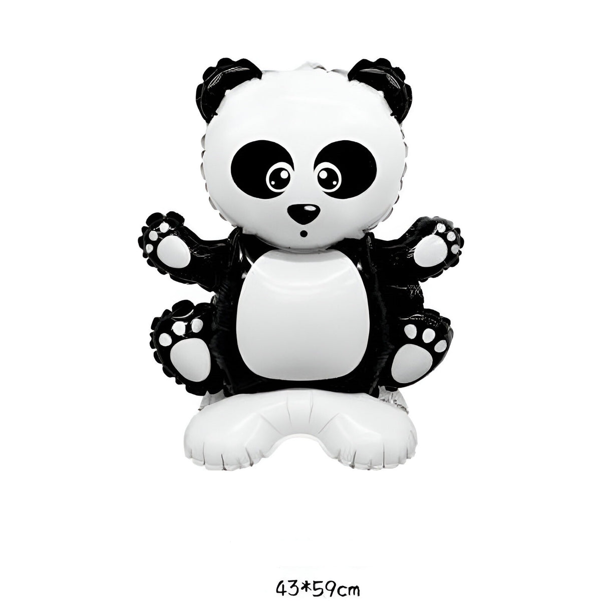 Balon din Folie Metalizata, Vivimall, Figurine Animăluțe, Model Panda, 43x59cm, Ambalaj Individual, Pai Inclus, Umflare cu Aer sau Heliu, Alb Negru - vivimall.ro
