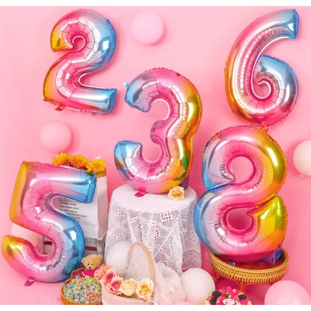 Balon din Folie Metalizata Vivimall, Figurina Cifra, Tema Aniversare 40 cm, Ambalaj Individual, Pai inclus, Umflare cu Aer sau Heliu, Multicolor, Cifra 5 - vivimall.ro