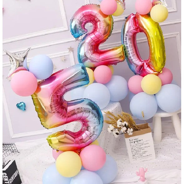 Balon din Folie Metalizata Vivimall, Figurina Cifra, Tema Aniversare 40 cm, Ambalaj Individual, Pai inclus, Umflare cu Aer sau Heliu, Multicolor, Cifra 5 - vivimall.ro