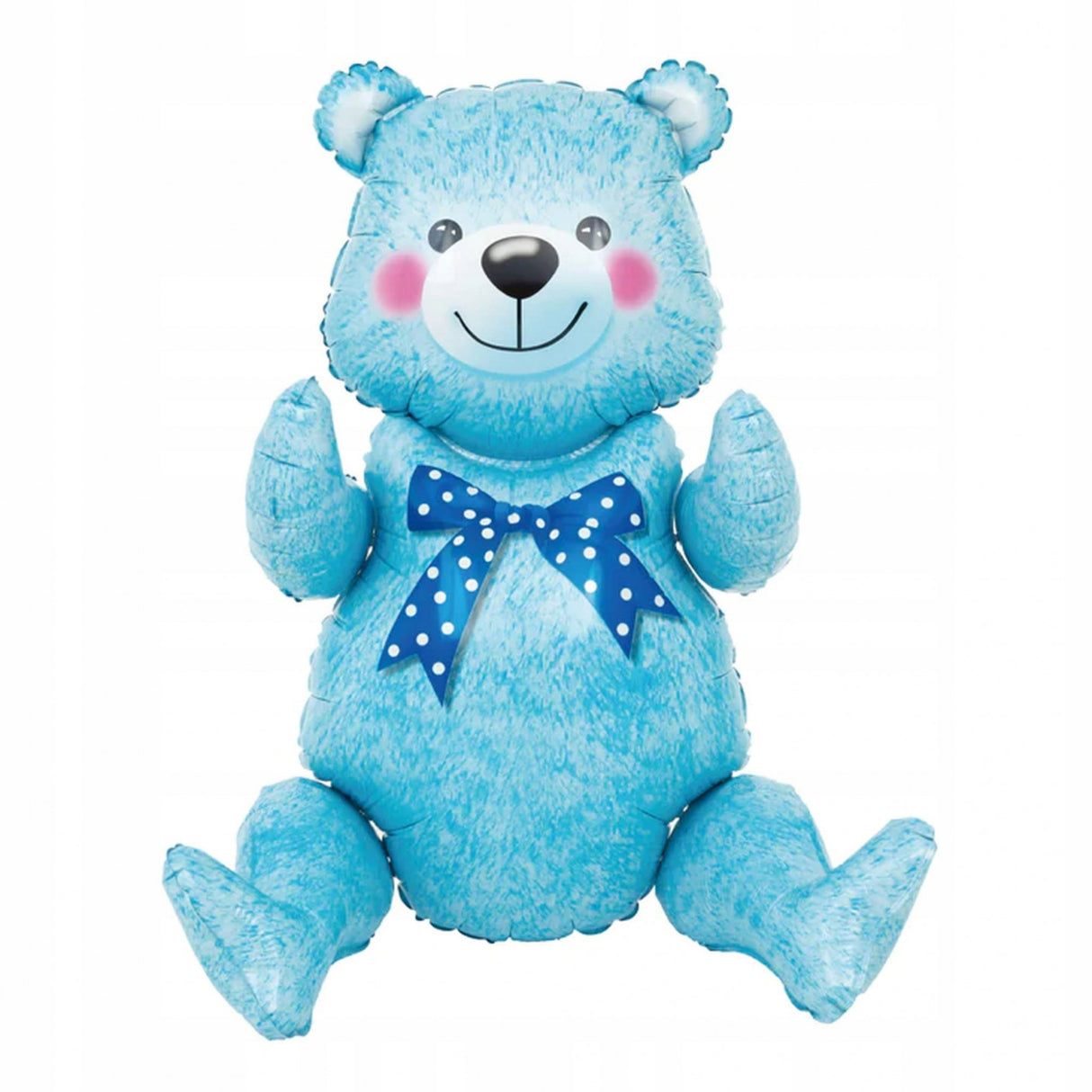 Balon din Folie Metalizata, Vivimall, Figurina Animalute, Model Ursulet Asezat, Tematica Aniversare, 44x82.5 cm, Ambalaj Individual, Pai Inclus, Umflare cu Aer sau Heliu, Albastru - vivimall.ro