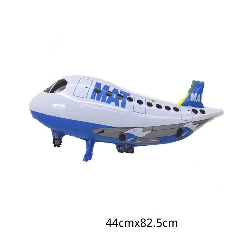 Balon din Folie Metalizata, Vivimall, Figurina Avion, Tema Aeronava, 44x82.5 cm, Ambalaj Individual, Pai Inclus, Umflare cu Aer sau Heliu, Alb - vivimall.ro