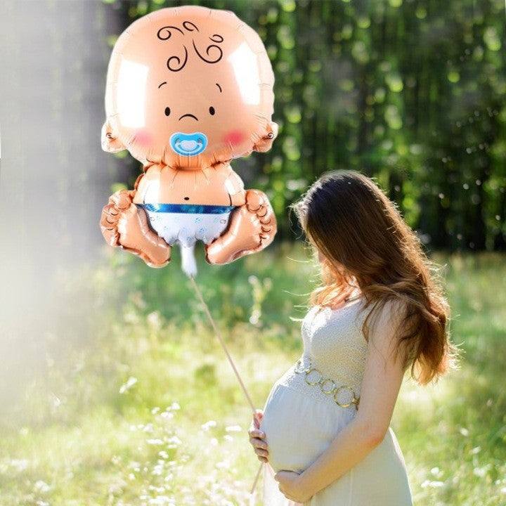 Balon din Folie Metalizata, Vivimall, Figurina Baietel, Tema Botez, 73x48 cm, Ambalaj Individual, Pai Inclus, Umflare cu Aer sau Heliu, Albastru - vivimall.ro