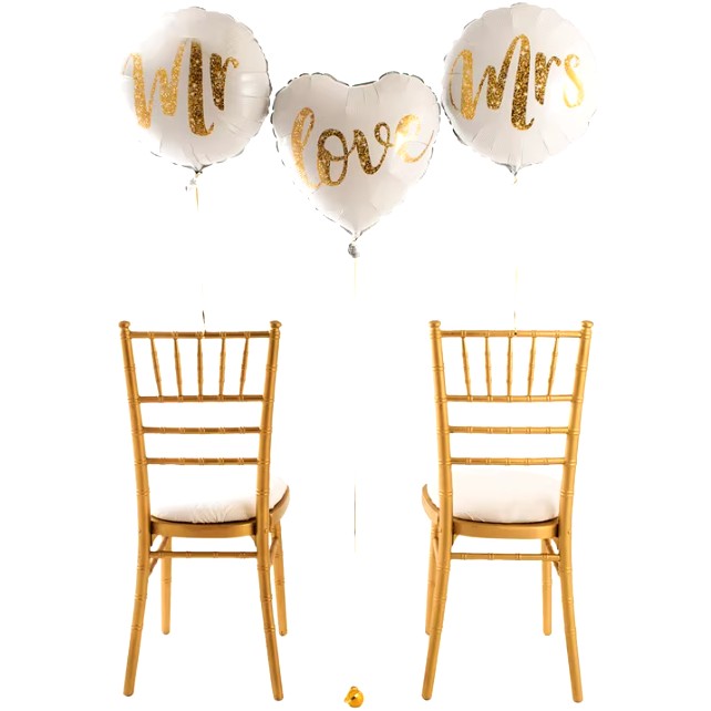 Balon din Folie Metalizata, Vivimall, Figurina Cerc, Model MR, Tematica Nunta, 45 cm, Ambalaj Individual, Pai Inclus, Umflare cu Aer sau Heliu, Alb - vivimall.ro