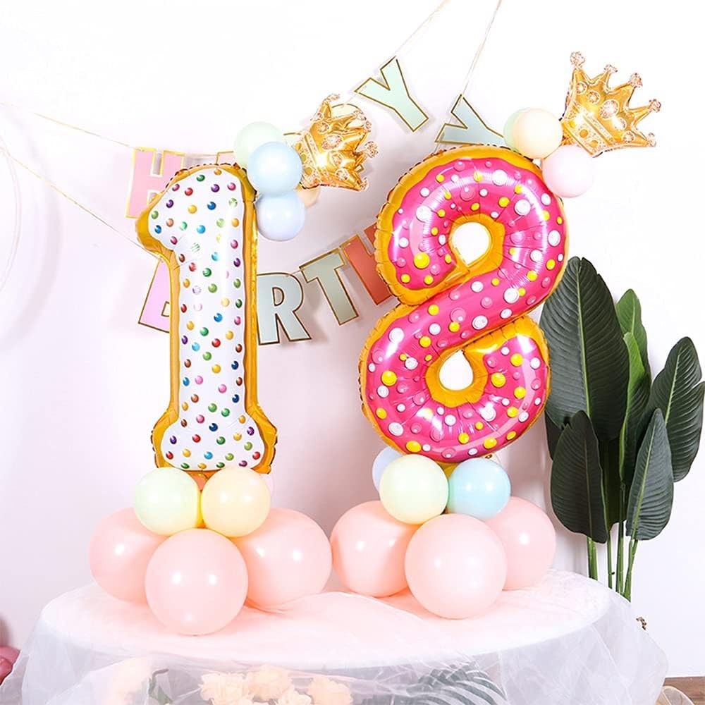 Balon din Folie Metalizata Vivimall, Figurina Cifra, Model Candy, Tema Aniversare 100 cm, Ambalaj Individual, Pai inclus, Umflare cu Aer sau Heliu, Multicolor, Cifra 1 - vivimall.ro