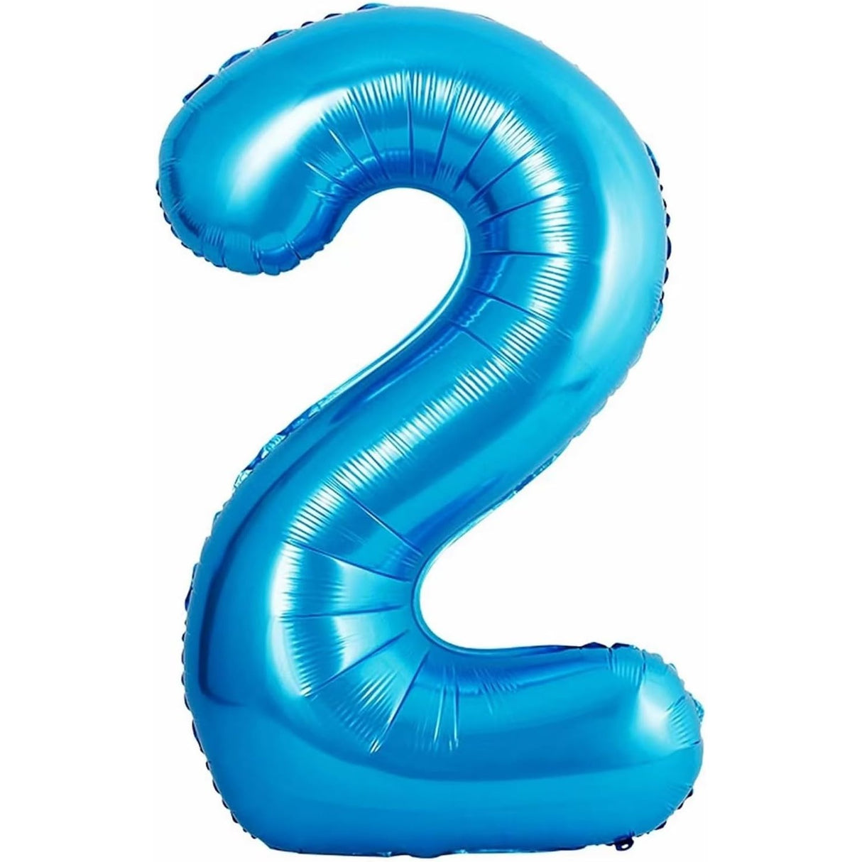 Balon din Folie Metalizata Vivimall, Figurina Cifra si Coroana, Tema Aniversare 100 cm, Ambalaj Individual, Pai inclus, Umflare cu Aer sau Heliu, Albastru, Cifra 2 - vivimall.ro