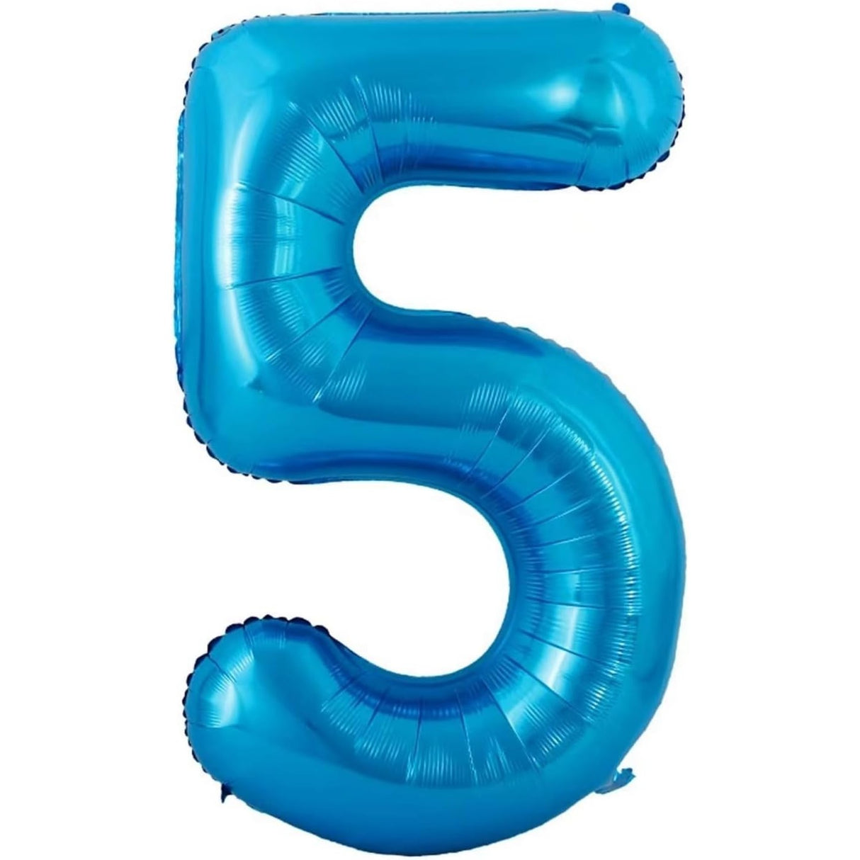 Balon din Folie Metalizata Vivimall, Figurina Cifra si Coroana, Tema Aniversare 100 cm, Ambalaj Individual, Pai inclus, Umflare cu Aer sau Heliu, Albastru, Cifra 5 - vivimall.ro