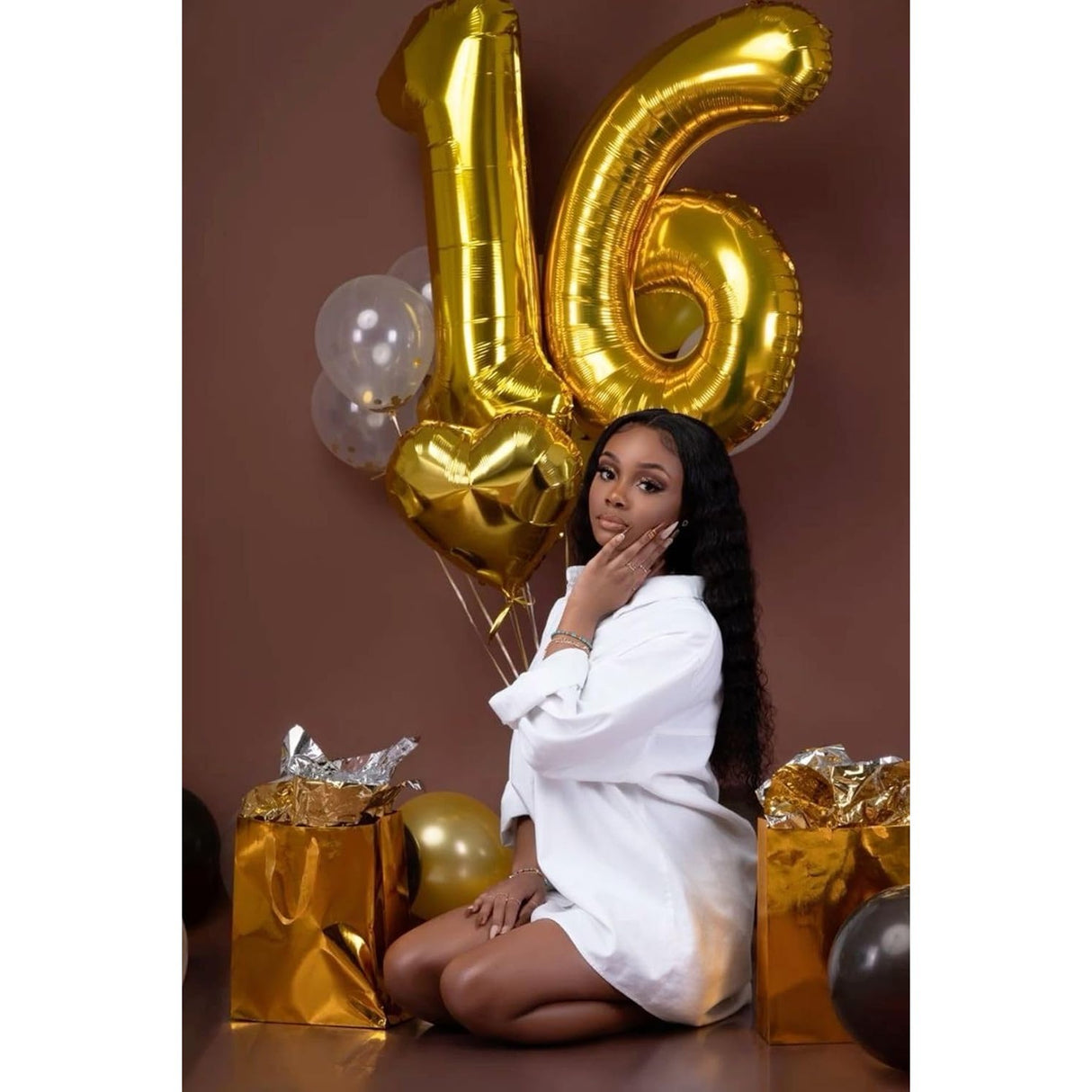 Balon din Folie Metalizata Vivimall, Figurina Cifra, Tema Aniversare 100 cm, Ambalaj Individual, Pai inclus, Umflare cu Aer sau Heliu, Auriu, Cifra 1 - vivimall.ro