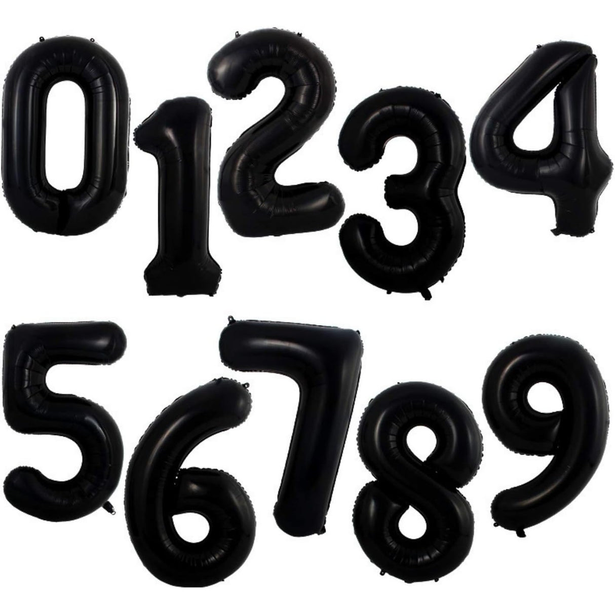 Balon din Folie Metalizata, Vivimall, Figurina Cifra, Tema Aniversare 100 cm, Ambalaj Individual, Pai inclus, Umflare cu Aer sau Heliu, Negru, Cifra 2 - vivimall.ro