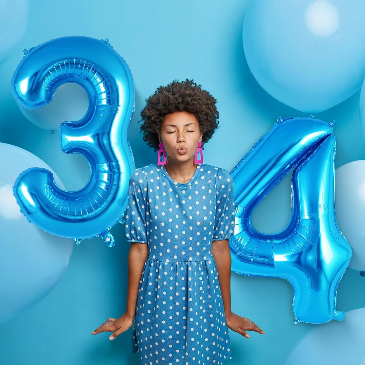 Balon din Folie Metalizata Vivimall, Figurina Cifra, Tema Aniversare 40 cm, Ambalaj Individual, Pai inclus, Umflare cu Aer sau Heliu, Albastru, Cifra 4 - vivimall.ro