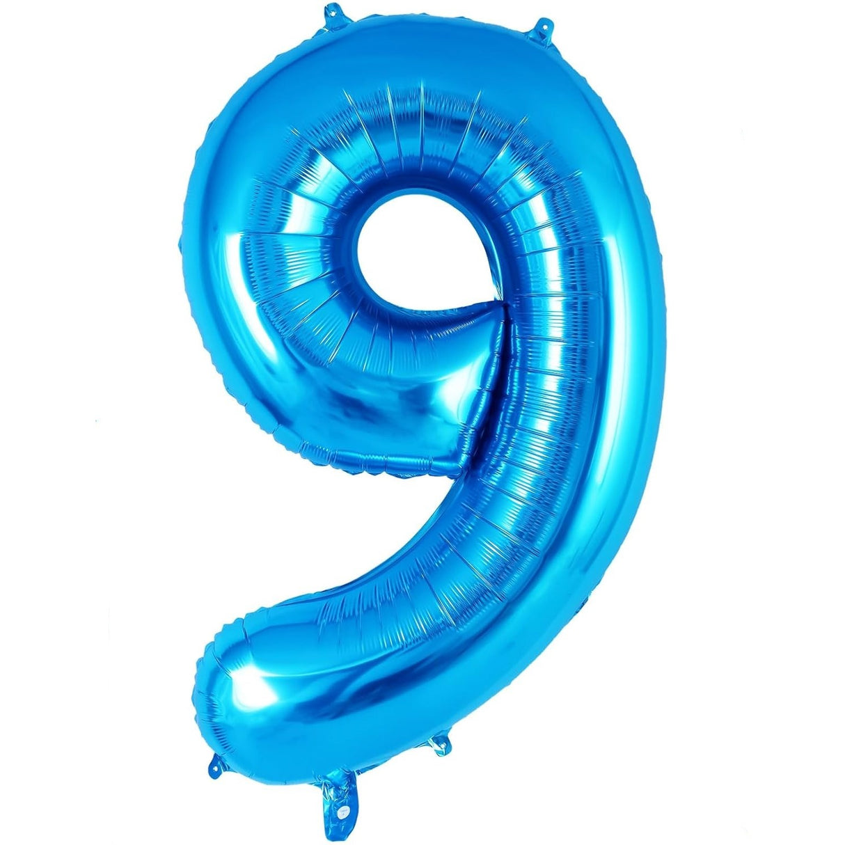 Balon din Folie Metalizata Vivimall, Figurina Cifra, Tema Aniversare 40 cm, Ambalaj Individual, Pai inclus, Umflare cu Aer sau Heliu, Albastru, Cifra 9 - vivimall.ro